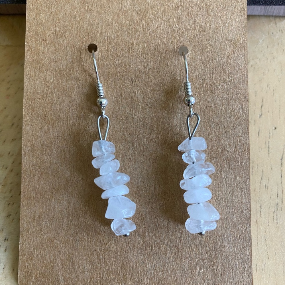 Natural Stone Chip Dangle Earrings